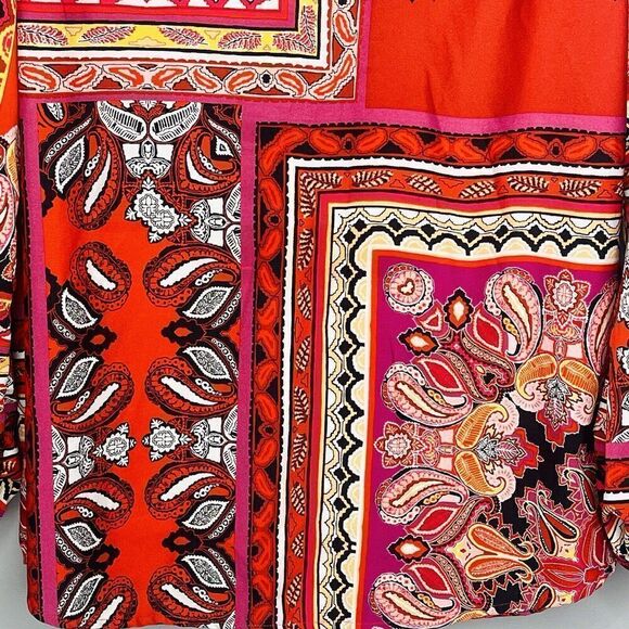Chicos Womens Patched Paisley Peasant Top Red Size 1 Or Small New - Picture 3 of 6
